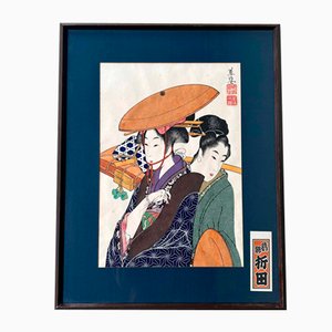 Katsushika Orita, Geisha with Maiko, 1940s, Gouache