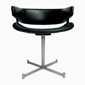 Butaca de cuero negro de Artifort, años 70