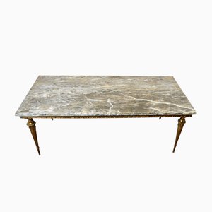 Table Basse en Bronze doré et Marbre, France, 1930s