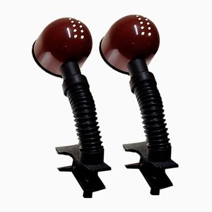 Vintage Table Lamps in Black Plastic, 1970s, Set of 2