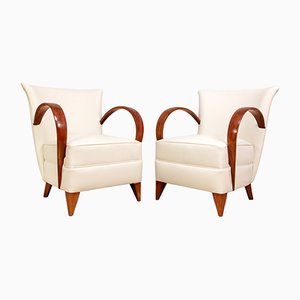 French Art Deco Leather Chairs, 1920s, Set of 2