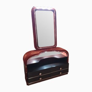 Velvet Adjustable Dressing Table & Mirror Set, 1960s, Set of 3