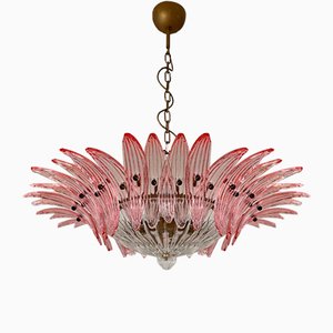 Lámpara colgante Palmette de Murano de vidrio rosa, 1990