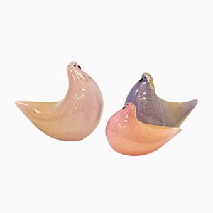 Glass Pigeons by Barovier & Toso, 1980s, Set of 3