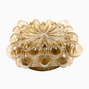 Ceiling Light in Amber Glass and Gold Varnished Metal by Helena Tynell, 1970s