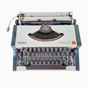 Vintage Traveller De Luxe Typewriter with Case by Olympia, 1970s