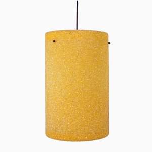 Vintage Yellow Pendant Polyester Sugar Tube Lamp, 1960s