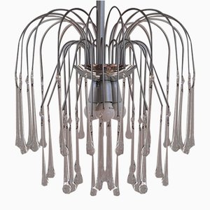 Large Italian Waterfall Chandelier with Murano Drops from Maestri Di Murano, 1970s