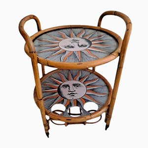Mid-Century Italian Modern Bamboo Drinks Trolley