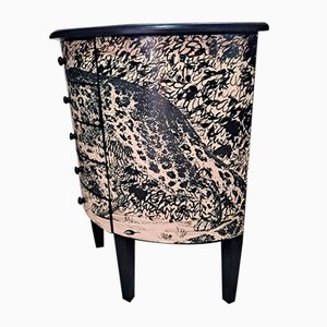 Italian Demi Lune Cabinet Drawer Unit with Leopard Motif