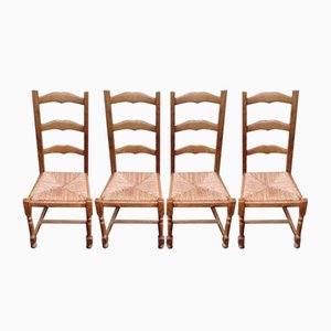 Mulched Oak Farm Chairs, 1990s, Set of 4