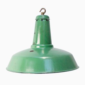 Lampe à Suspension Industrielle Vintage en Émail Vert, France