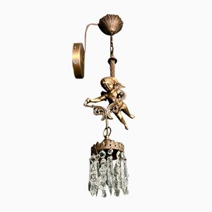 Art Nouveau Ceiling Lamp in Bronze and Crystal Glass, 1890s