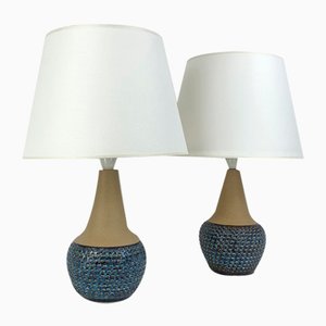 Large Scandinavian Stoneware Ceramic Table Lamps by Einar Johansen for Soholm, 1960s, Set of 2