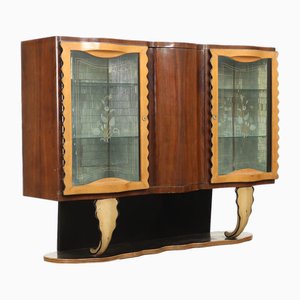 Vintage Vitrine aus Nussholz Furnier, Italien, 1940er