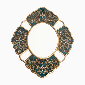 Mid-Century Peruvian Hand-Painted Wooden Wall Mirror, 1960s