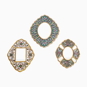 Miroirs Muraux Mid-Century Péruviens en Bois Peints à la Main, 1960s, Set de 3