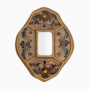 Mid-Century Peruvian Hand-Painted Wooden Wall Mirror, 1960s