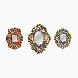 Miroirs Muraux Mid-Century Péruviens en Bois Peints à la Main, 1960s, Set de 3