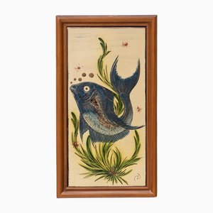 Framed Hand-Painted Ceramic Artwork by Diaz Costa, 1960