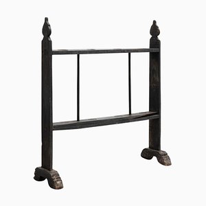 Big Traditional Spanish Hachero Stained Wood Candleholder, 1930s