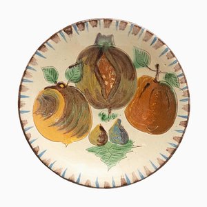 Traditional Ceramic Hand Painted Plate by Catalan Artist Puigdemont, 1960s
