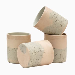 Keramik Becher aus Rosa Gesprenkeltem Ton von Maevo, 2017, 4er Set