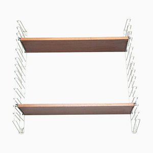 Mid-Century Modern French Modular System Shelve in Wood and Metal, 1950s