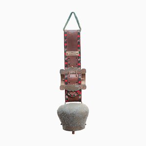 Traditional French Rustic Bronze and Leather Bell, 1960s