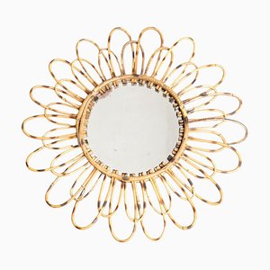 Handgefertigter Mid-Century Modern Spiegel aus Bambus Rattan, 1960er