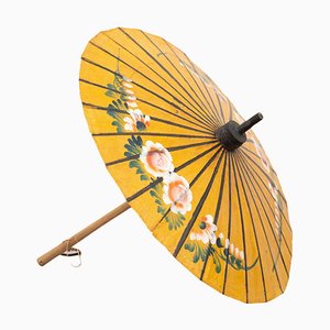 Hand Painted Bamboo Umbrella, 1950s