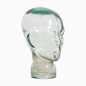 Tête de Sculpture Décorative en Verre, 1970s
