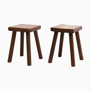 Tabourets en Chêne dans le style de Pierre Chapo, 1960s, Set de 2