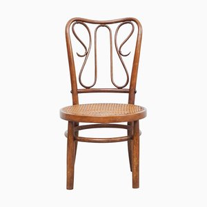 Bugholz Stuhl aus Rattan & Holz im Stil von Thonet, 1940er
