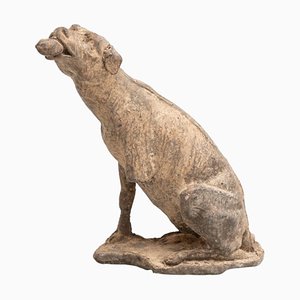 Figura de perro tradicional de yeso, años 50