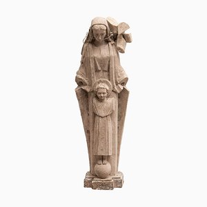 Spanish Plaster Virgin Figure, 1950s