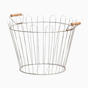 Cesta vintage de metal, años 70