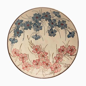 Catalan Hand-Painted Ceramic Plate by Diaz Costa, 1960s