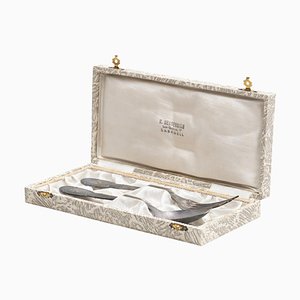 Silberne Box mit Gabel und Löffel, 1950er, 3er Set