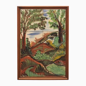 Mid-Century Modern Hand-Painted Ceramic Artwork by Diaz Costa, 1960s