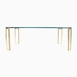 Large Vintage Brass and Glass Coffee Table by Peter Ghyczy