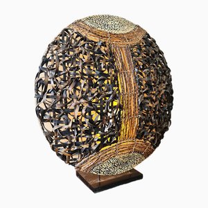 Lampe de Bureau Boho Chiq XL en Rotin en Corde Tressée, 1970s