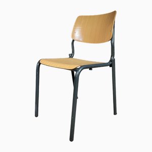 Vintage Galvanitas School Chair in Dark Gray