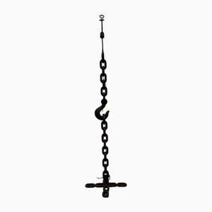 Brutalist Cast Iron & Marine Chain Links Floor Lamp, France, 1960s
