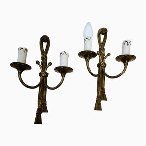 Neoclassical Brass Rope Sconces, France, 1950s, Set of 2