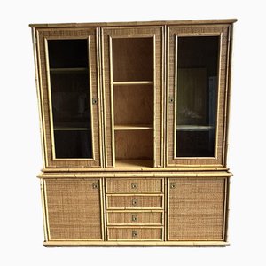 Bamboo and Rattan Vitrine Cabinet from Dal Vera, Italy, 1970s