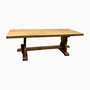 Large Vintage French Blonde Oak Monastery Dining Table, 1960s