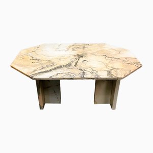 Italian Blush Pink Octogonal Marble Dining Table, 1970s