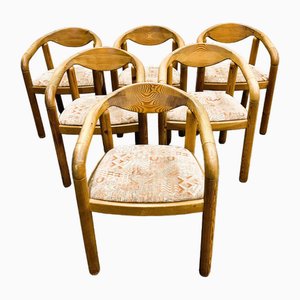 Pine Wood Armchairs by Rainer Daumiller, 1970s, Set of 6