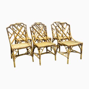 Sedie in bambù e vimini di Angraves, Regno Unito, anni '70, set di 6